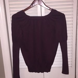 Burgundy Boat Neck Tie Back Shirt